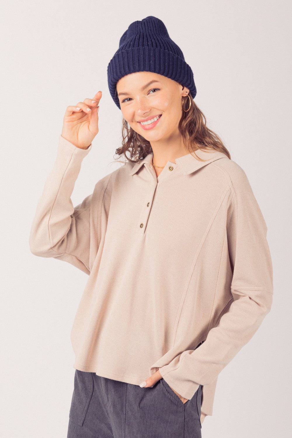 Kate Collared Henley - Multiple Colors