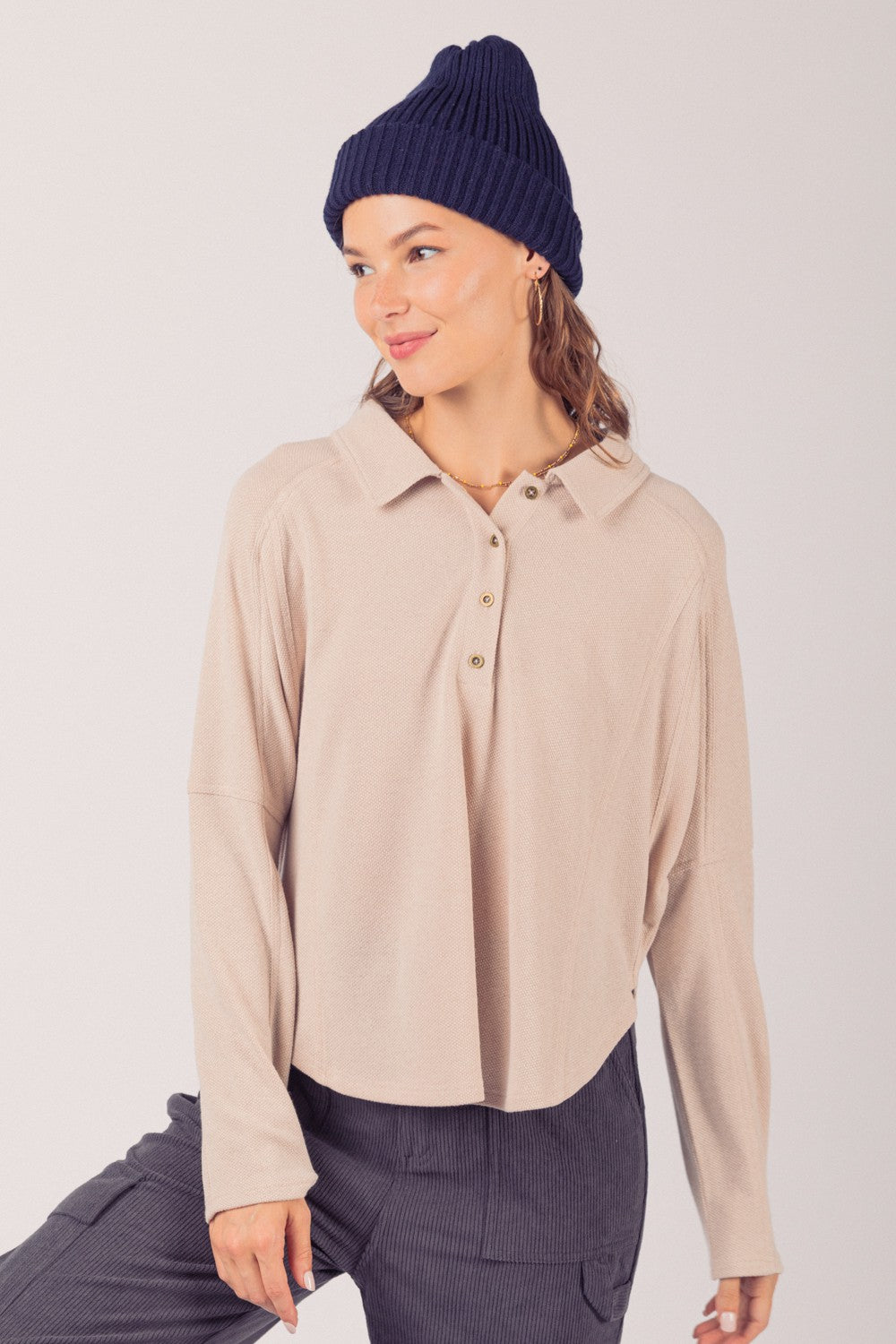 Kate Collared Henley - Multiple Colors