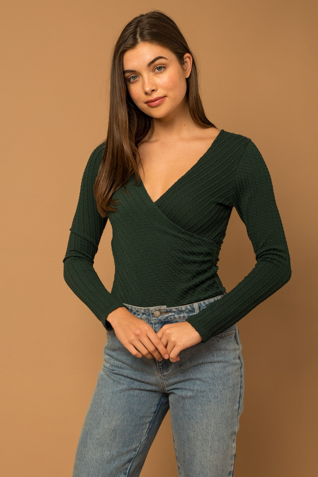 Hunter Green Textured Bodysuit