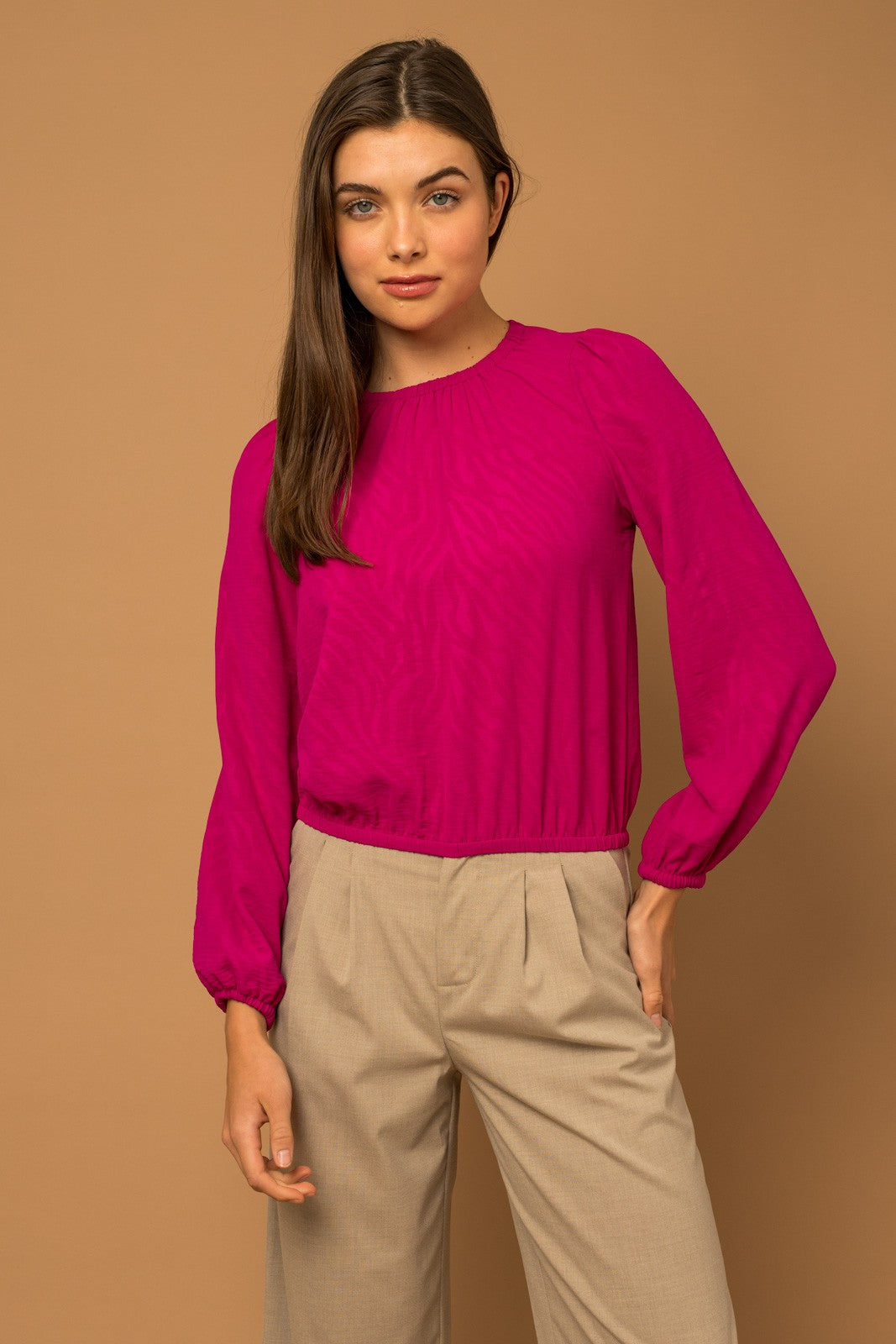 Magenta Ruched Top