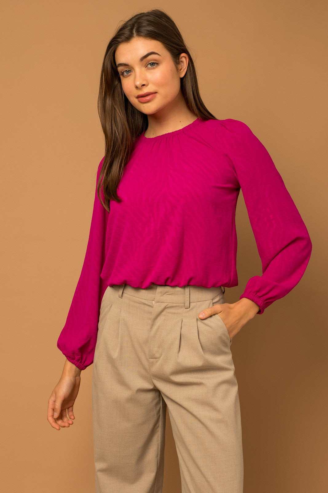 Magenta Ruched Top