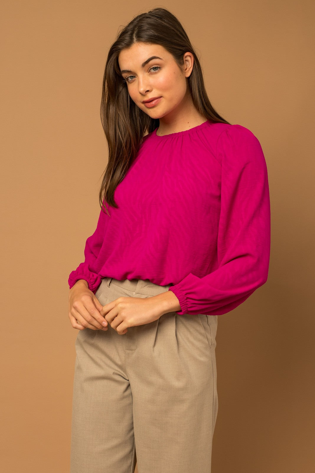 Magenta Ruched Top