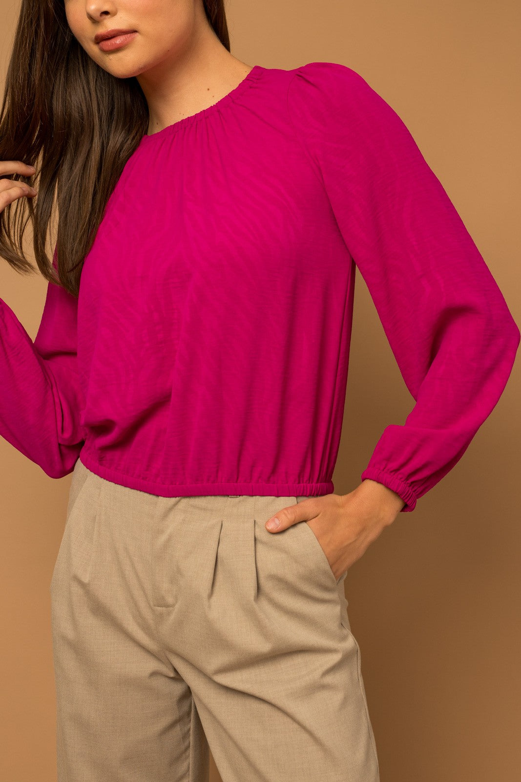 Magenta Ruched Top