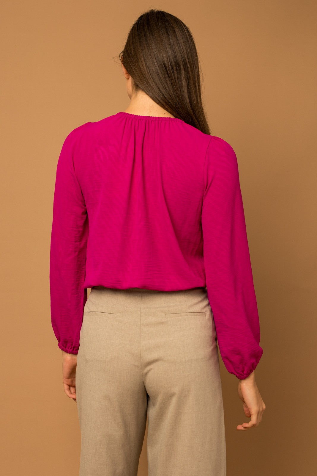 Magenta Ruched Top