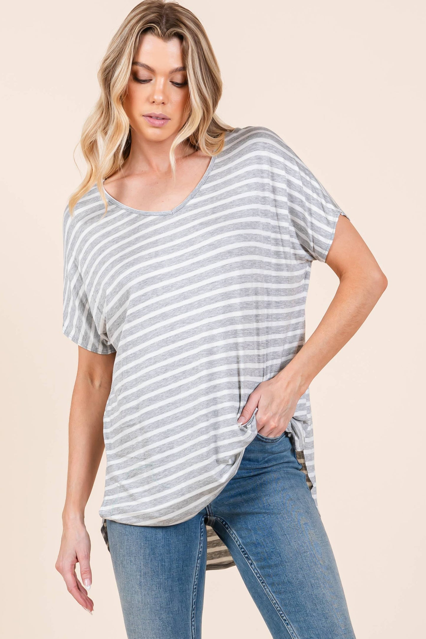 Edie Striped V-neck Tunic S-XL
