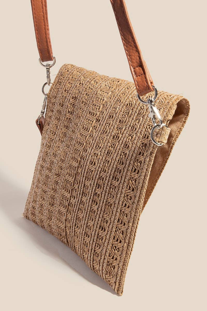 Straw Braided Envelope Clutch Bag