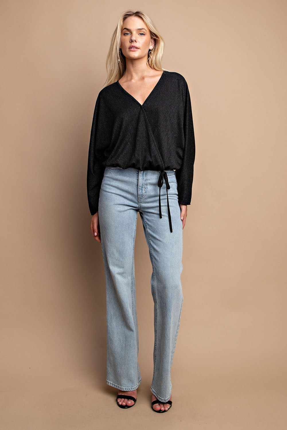 Metallic Surplice Top