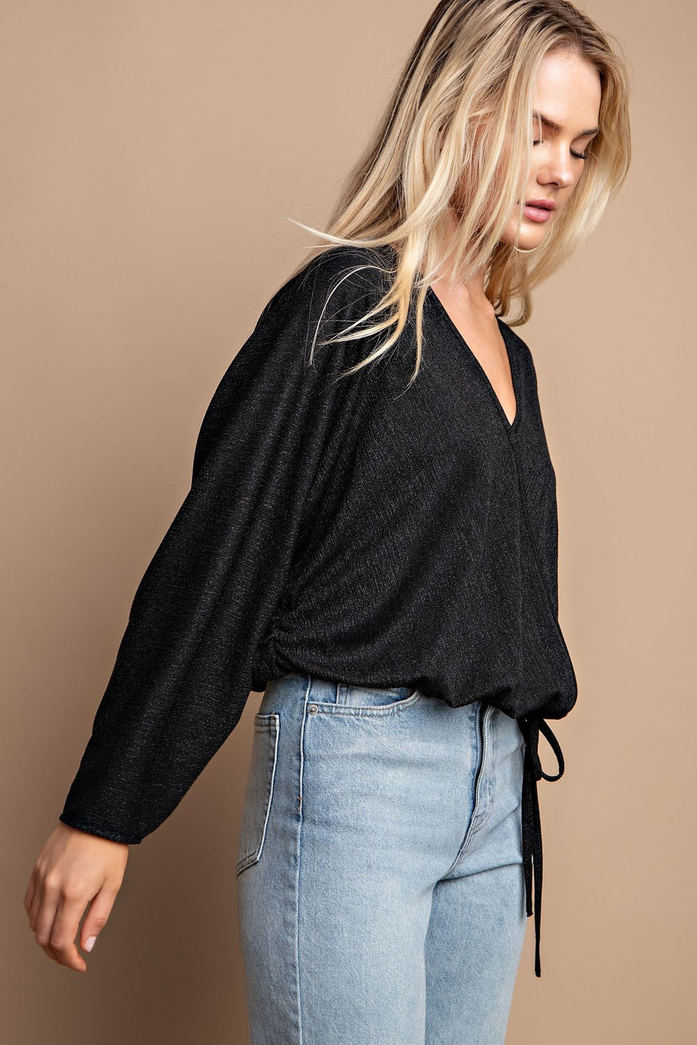 Metallic Surplice Top