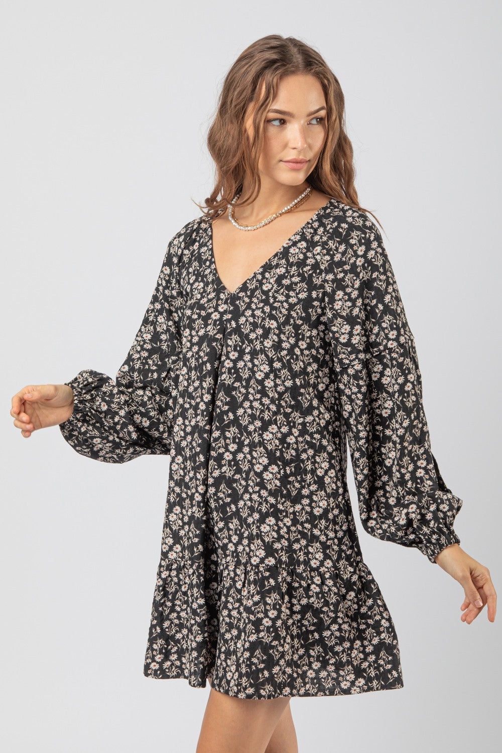 Plus Size Black Floral Dress