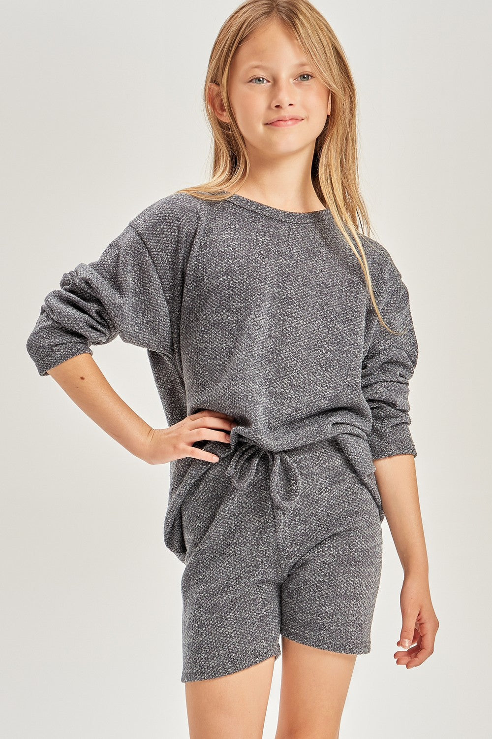 Girl's Charcoal Textured Lounge Set