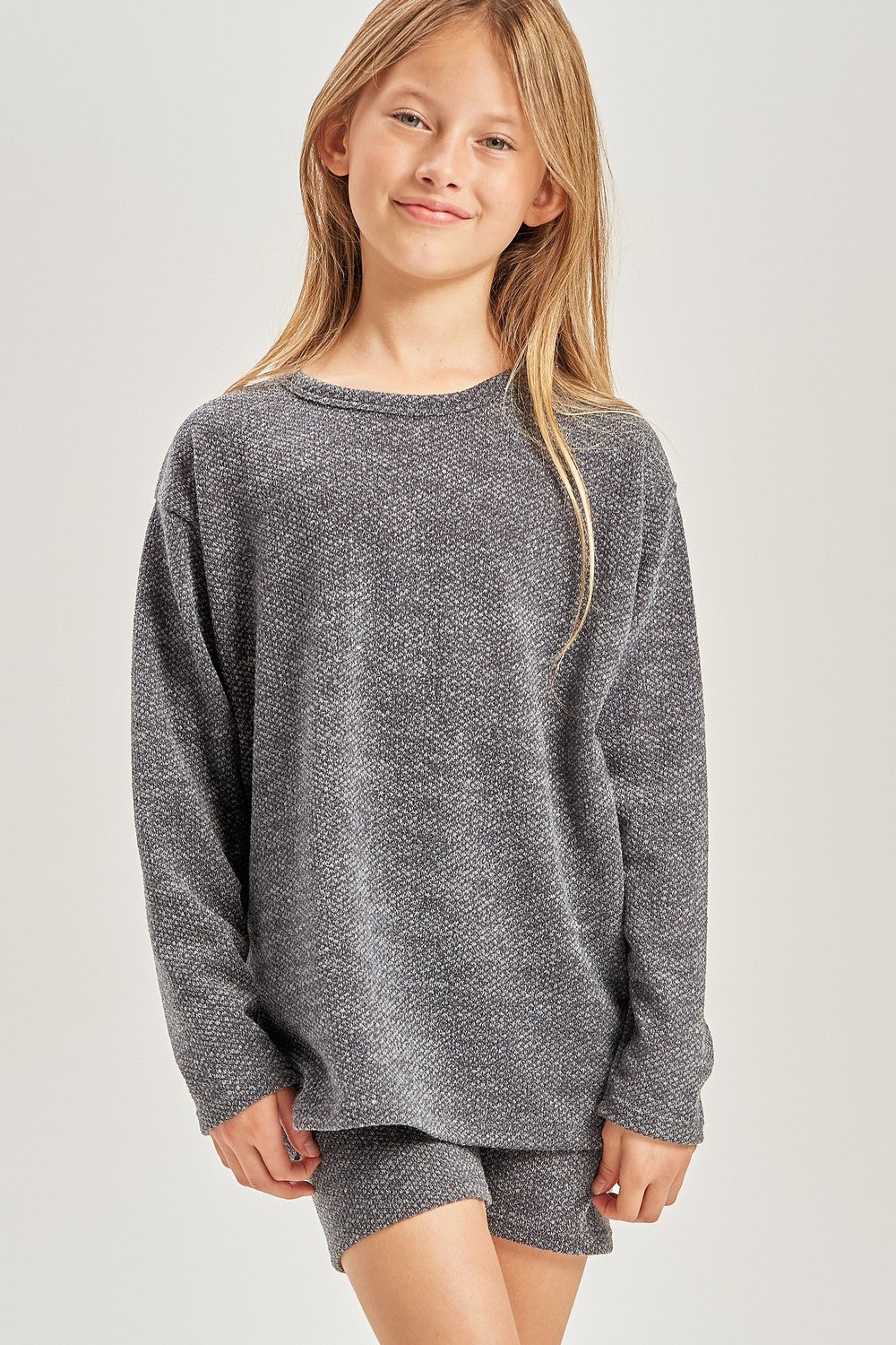 Girl's Charcoal Textured Lounge Set