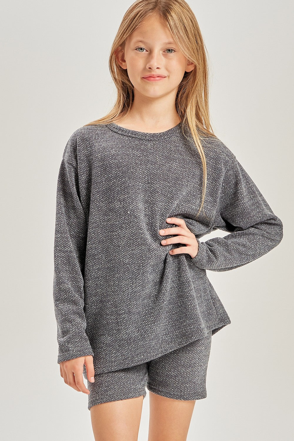 Girl's Charcoal Textured Lounge Set