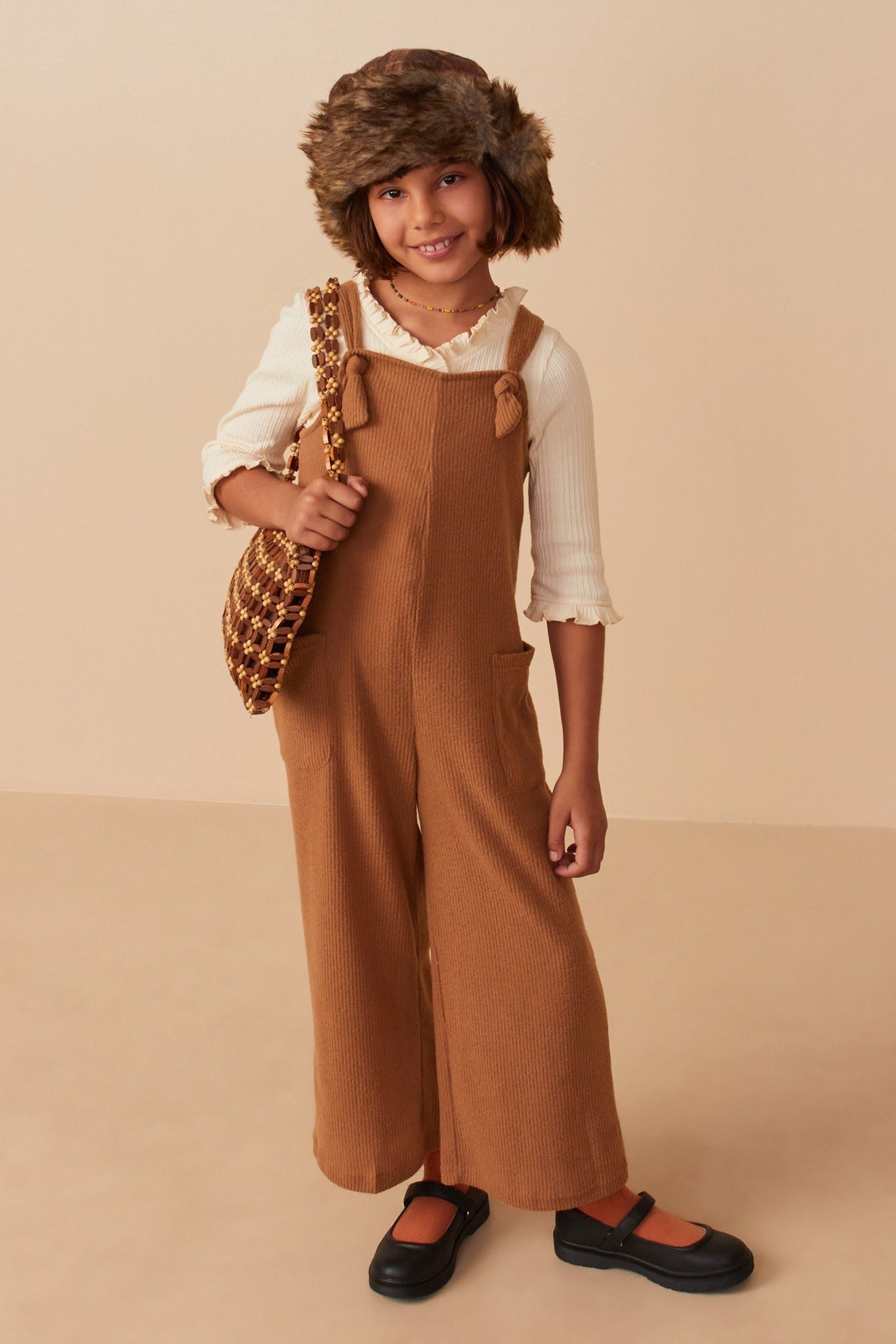 Girl's Ribbed Overalls