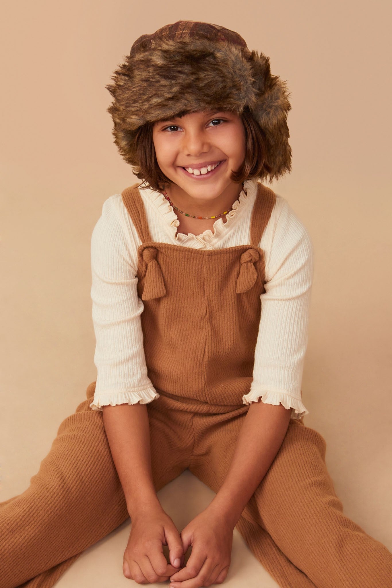 Girl's Ribbed Overalls