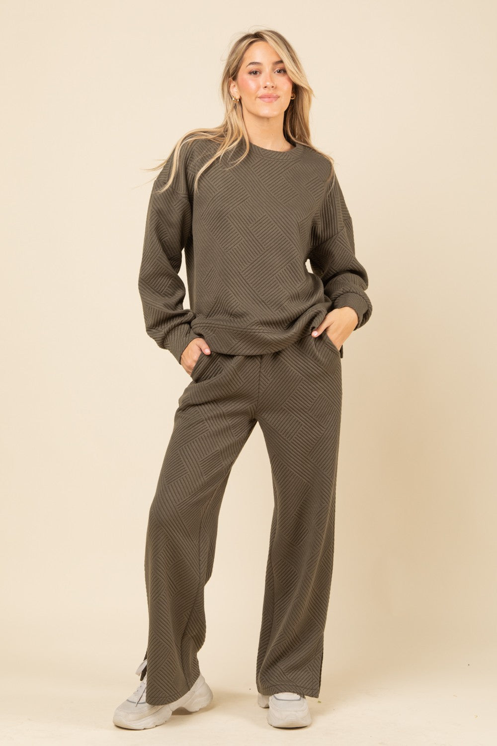 Quilted Olive Lounge Set