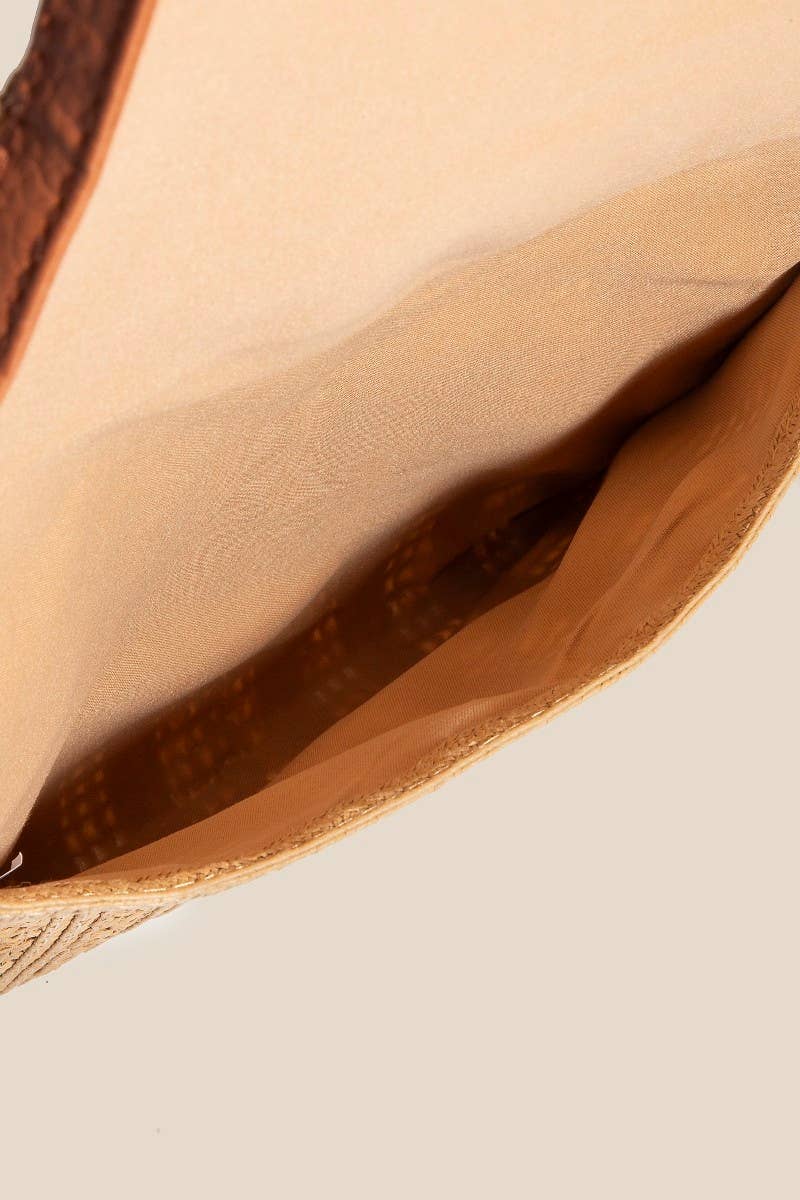 Straw Braided Envelope Clutch Bag