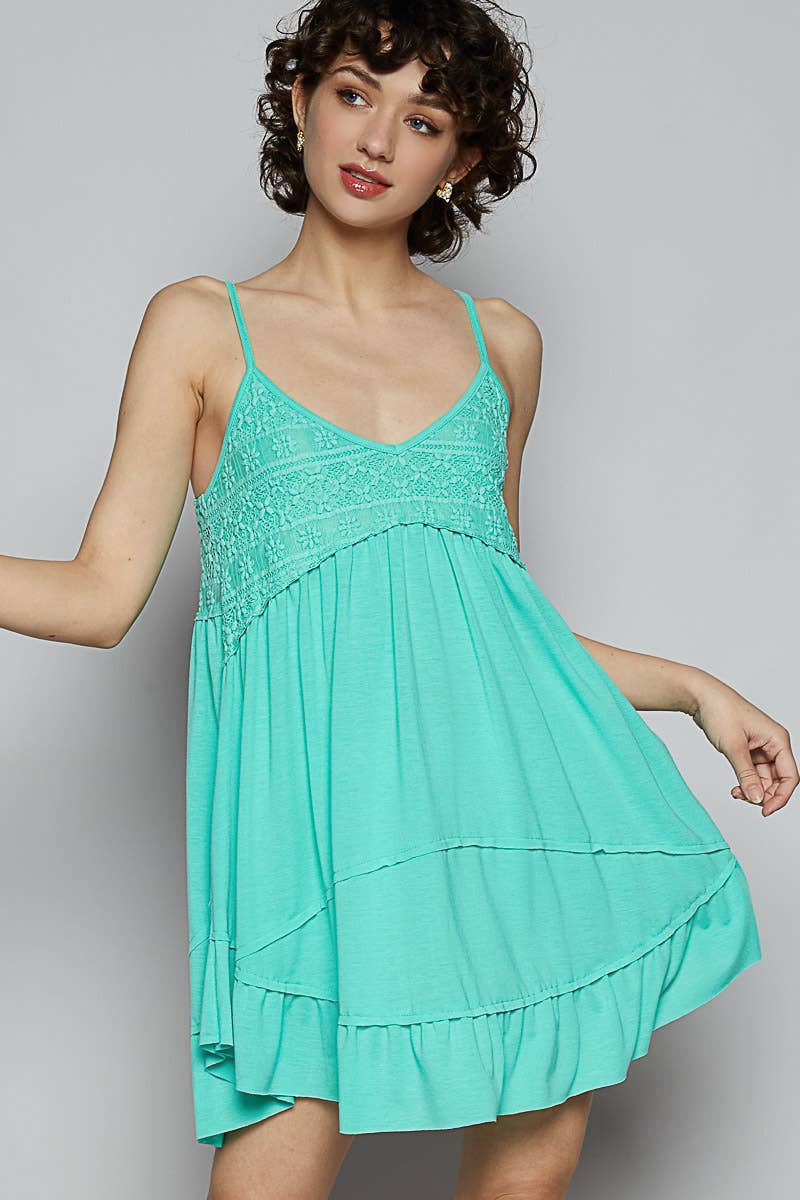 Jersey Lace Contrast Dress - Multiple Colors