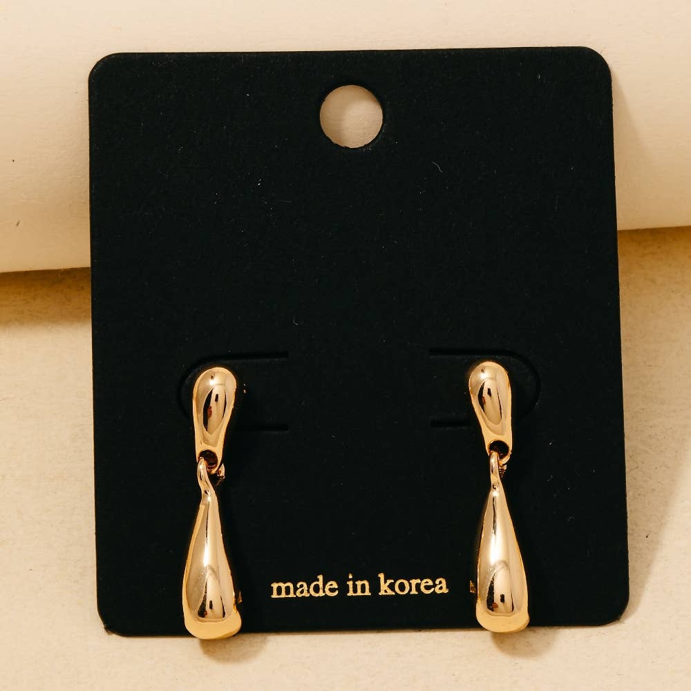 Double Metallic Tear Dangle Earrings