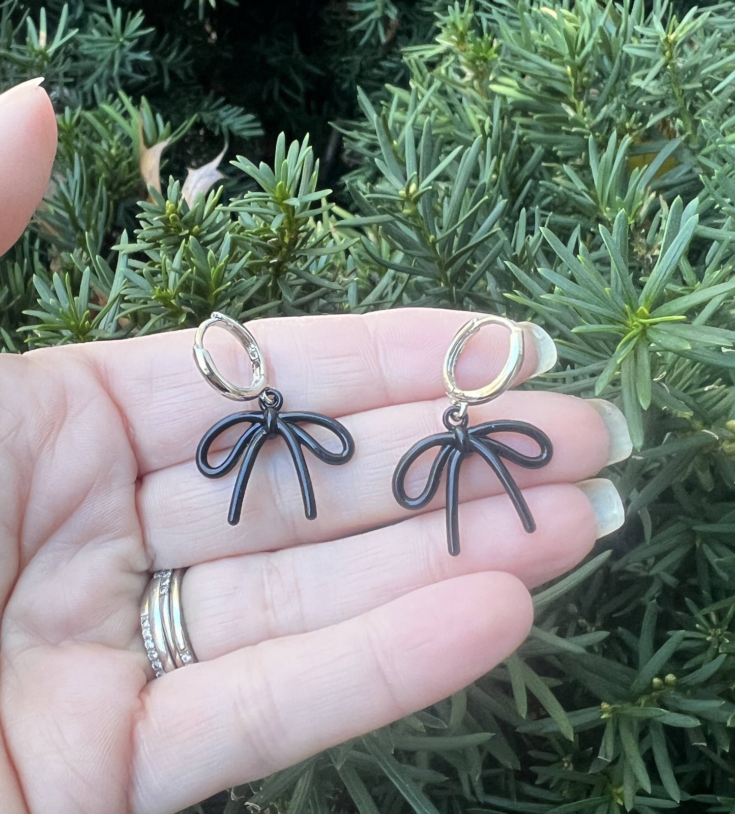 Black Bow Loopy Coquette Earrings