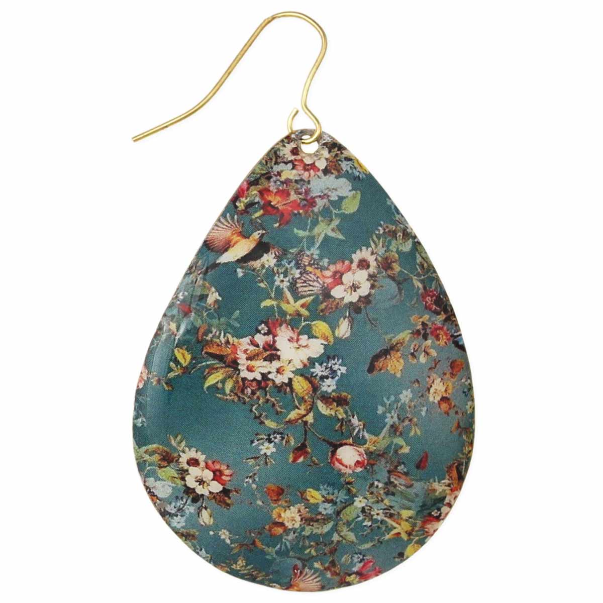 Blue Vintage Teardrop Print Earrings