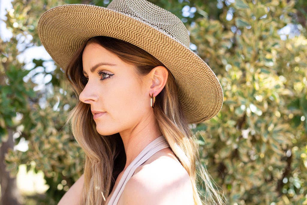 Gold Hex Hexagon Huggie Hoop Earrings