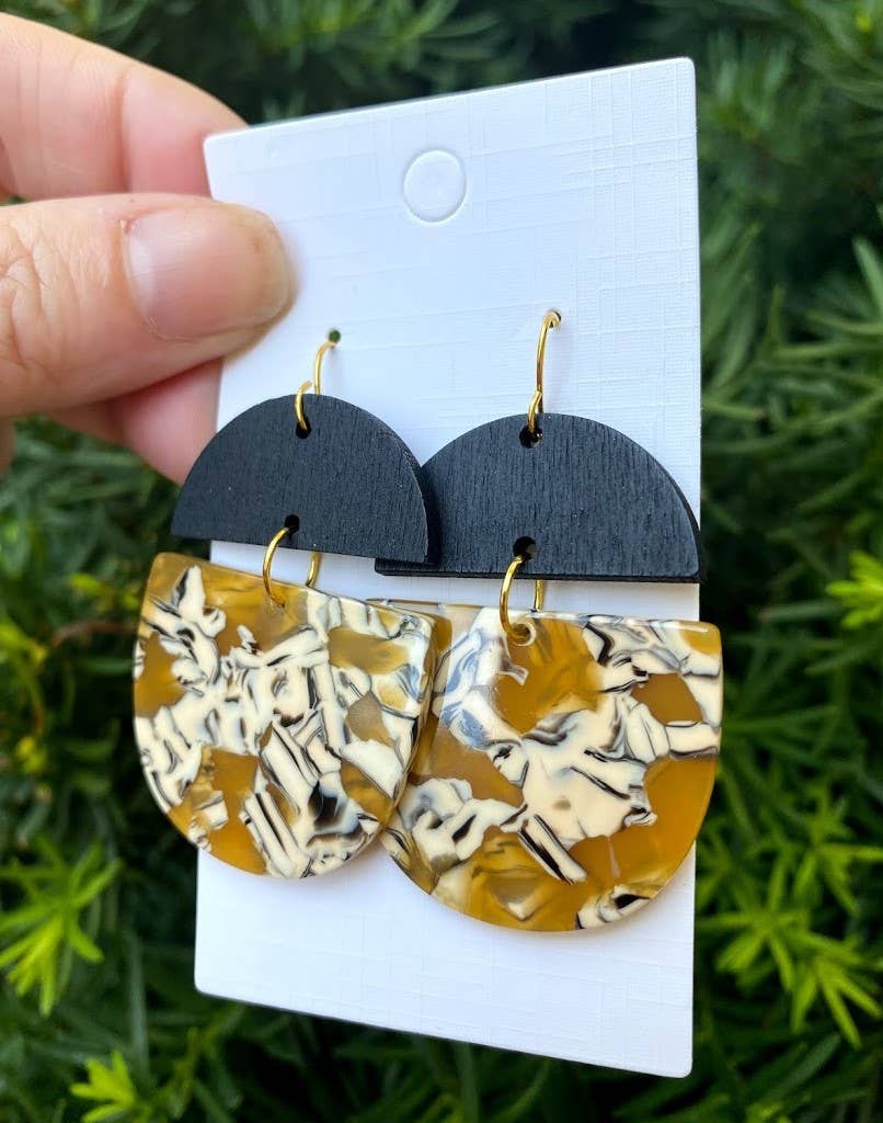 Mustard Yellow Wood and Acrylic Deco Drops