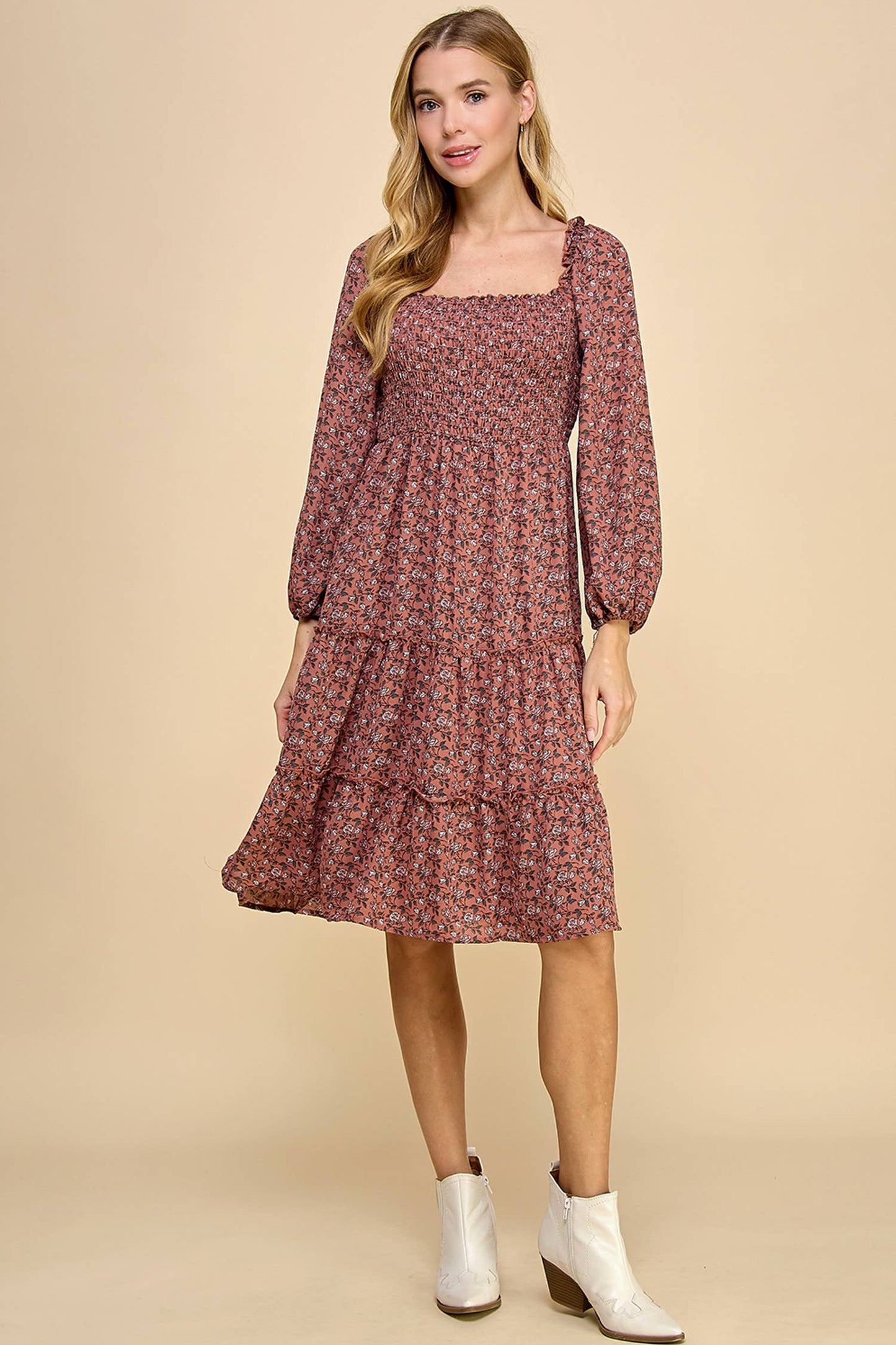 Ireland Tiered Dress W/Smocking S-XL