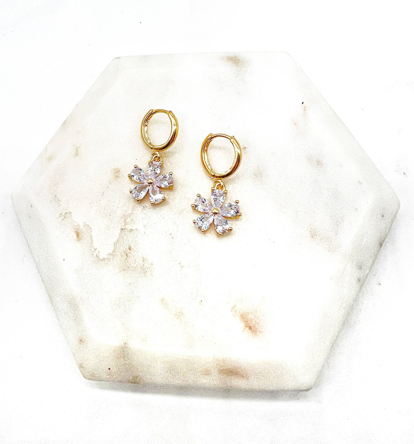 Flower Huggie Hoop Earrings