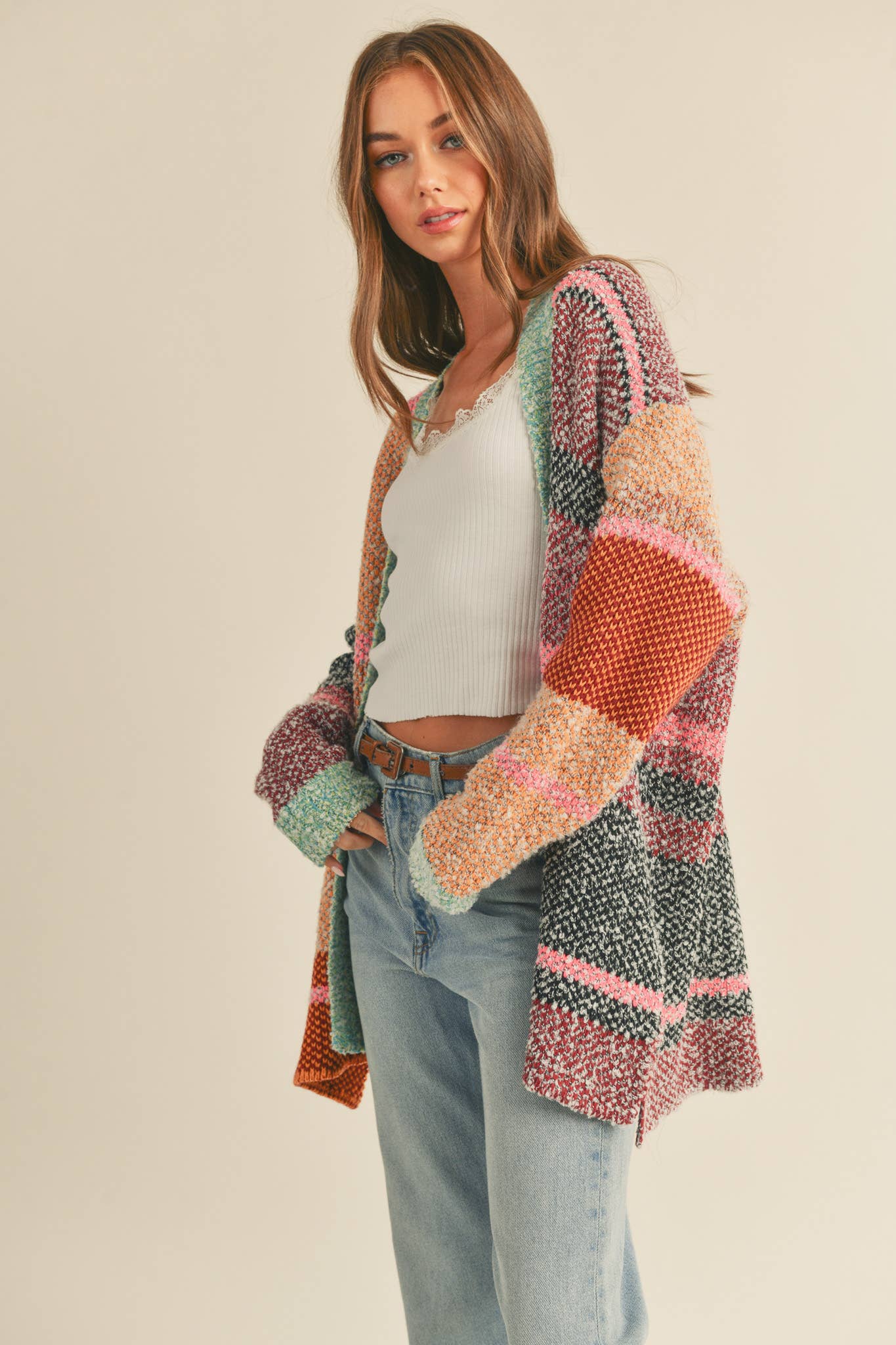 Conley Oversized Color Block Cardigan