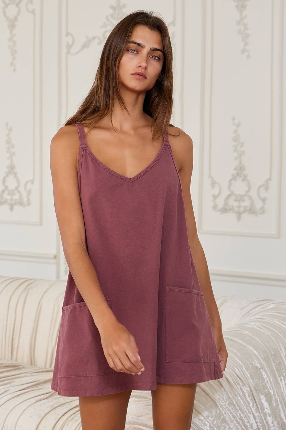 Washed Sporty Mini Dress Built In Romper - Multiple Colors