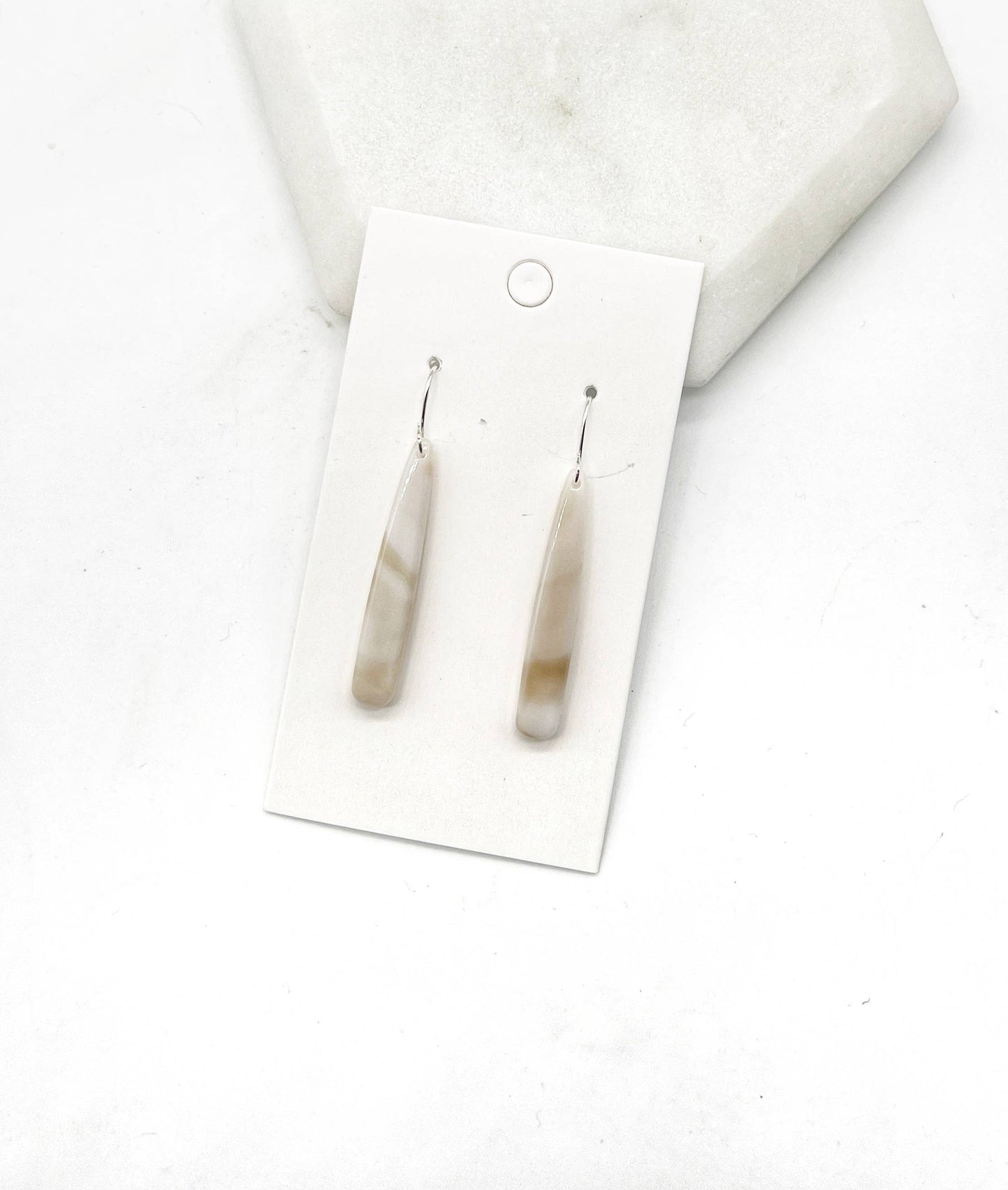 Cream Neutral Pixie Drop Acrylic Earrings