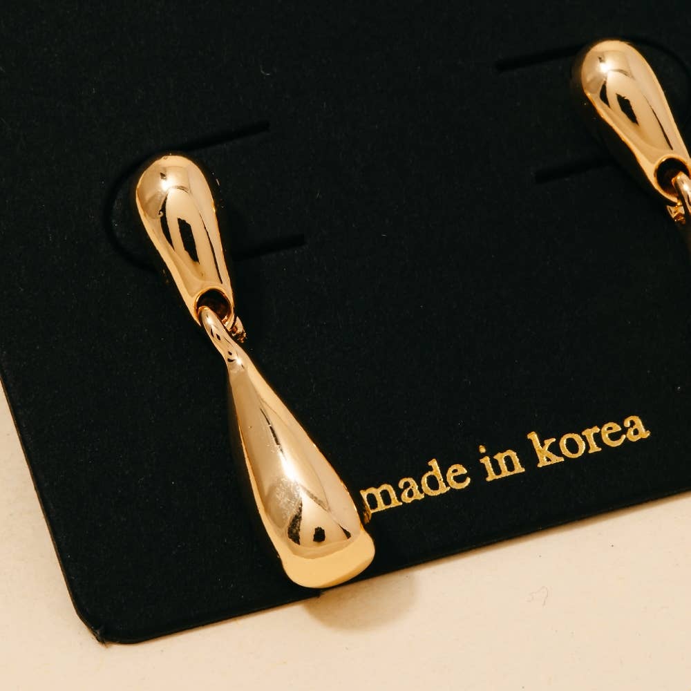 Double Metallic Tear Dangle Earrings