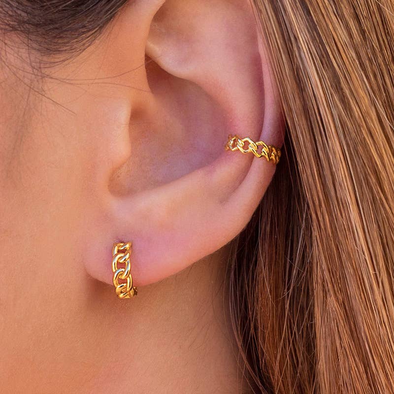 Chain Huggie Hoops