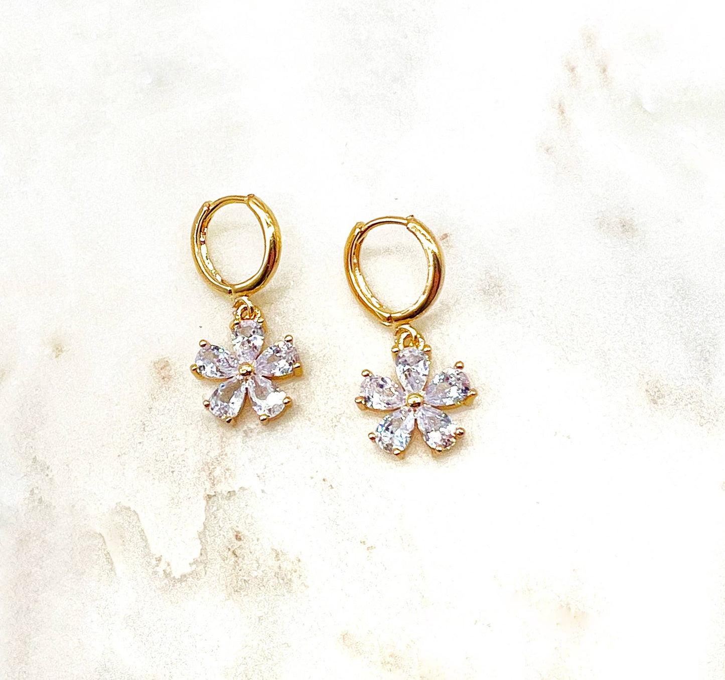 Flower Huggie Hoop Earrings