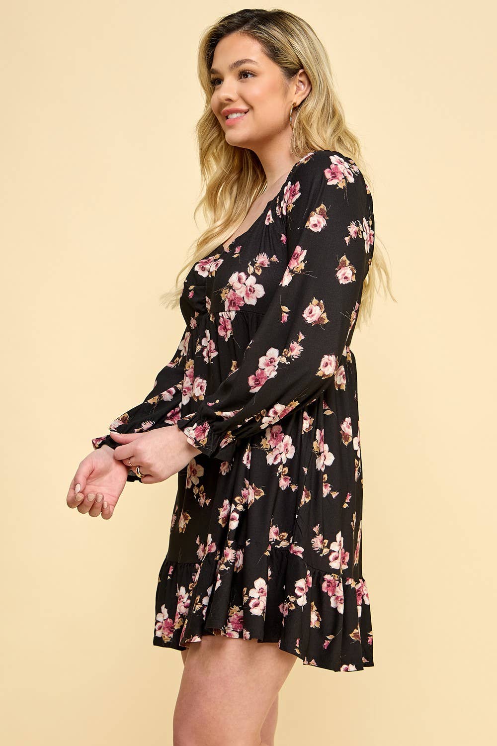 Curvy Raya Floral Babydoll Dress