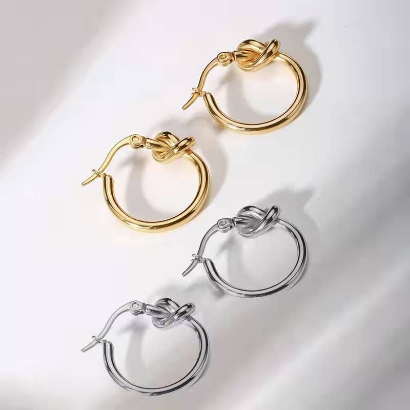 Knot Hoop Earrings - Multiple Colors