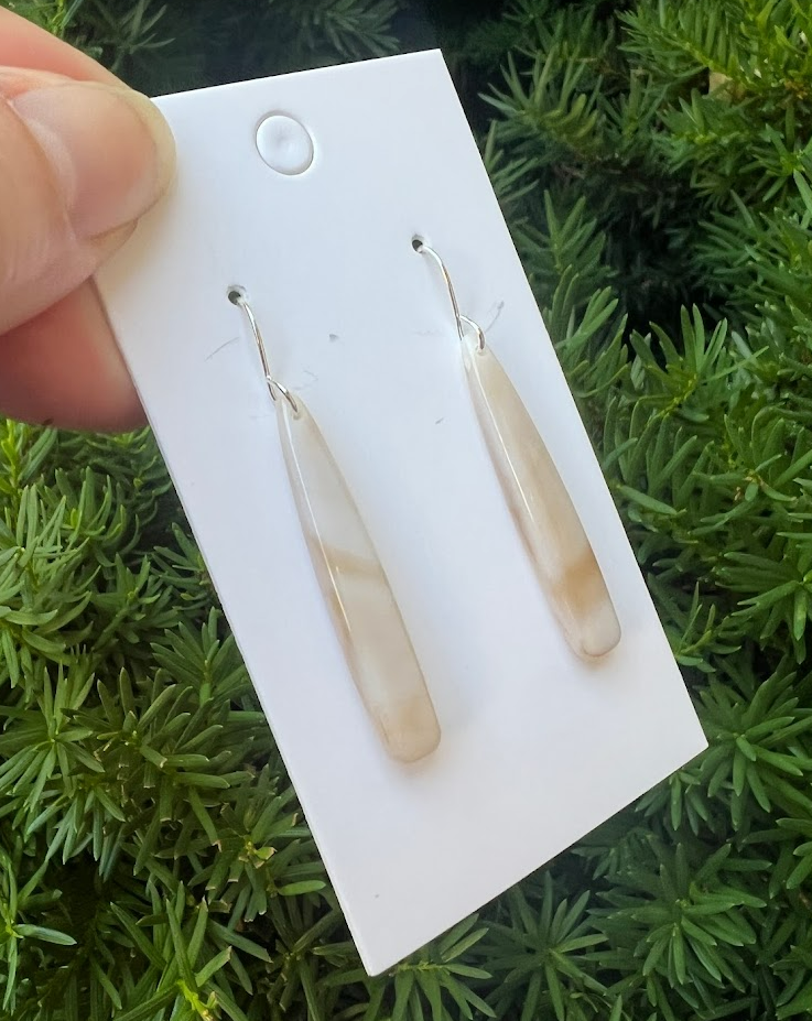Cream Neutral Pixie Drop Acrylic Earrings