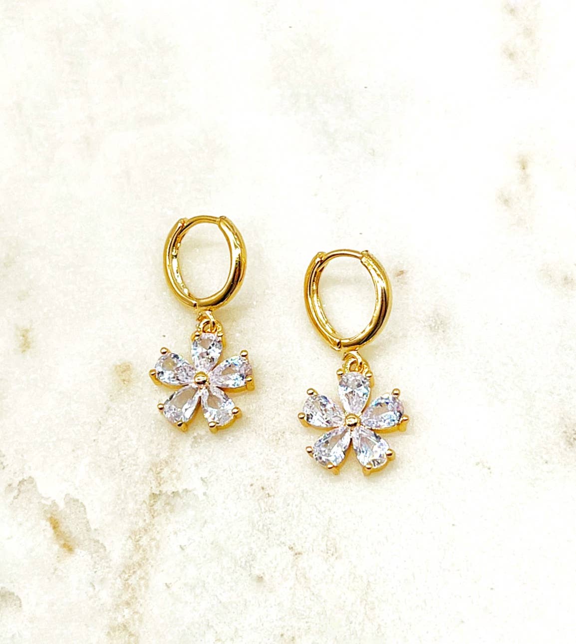 Flower Huggie Hoop Earrings