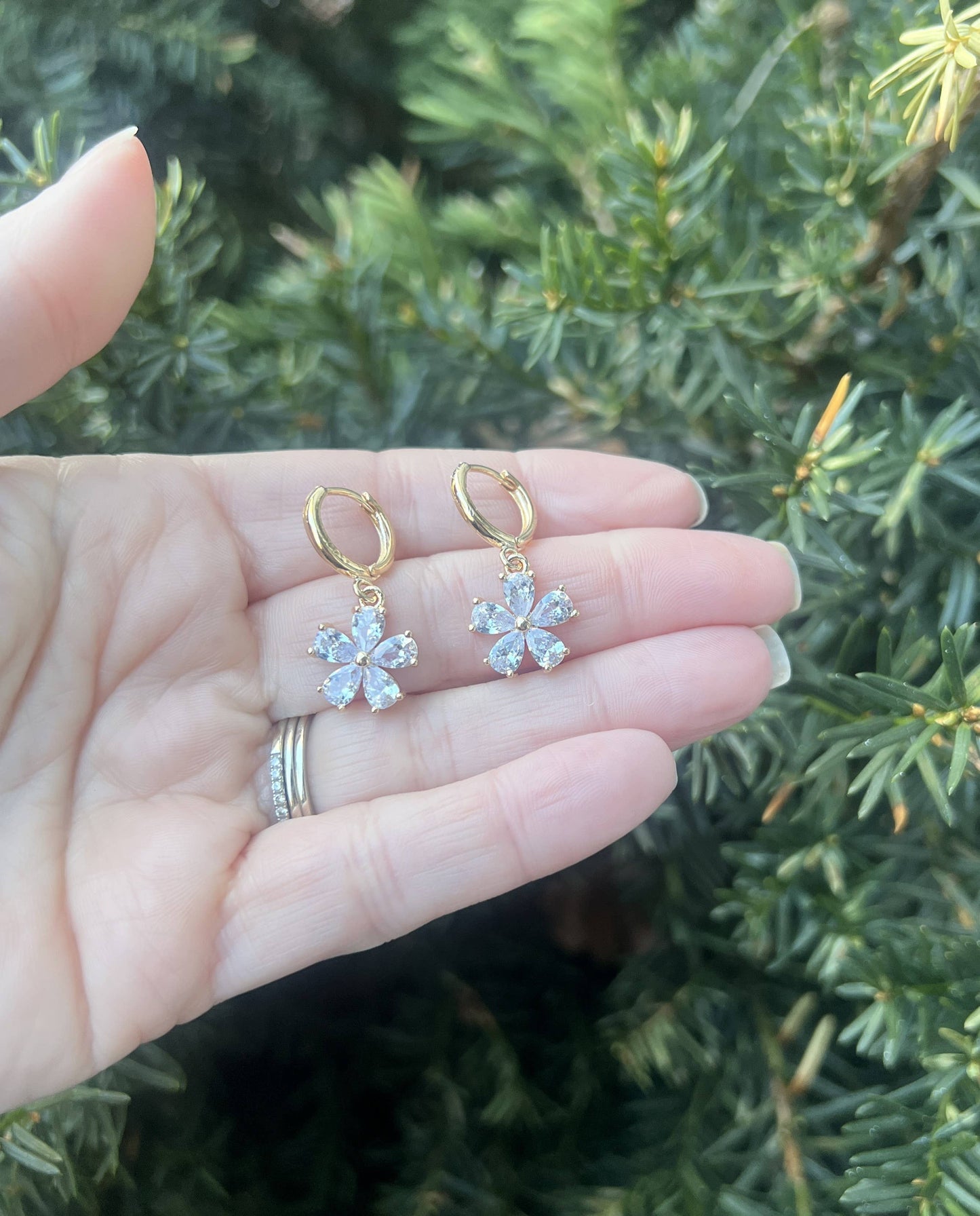 Flower Huggie Hoop Earrings