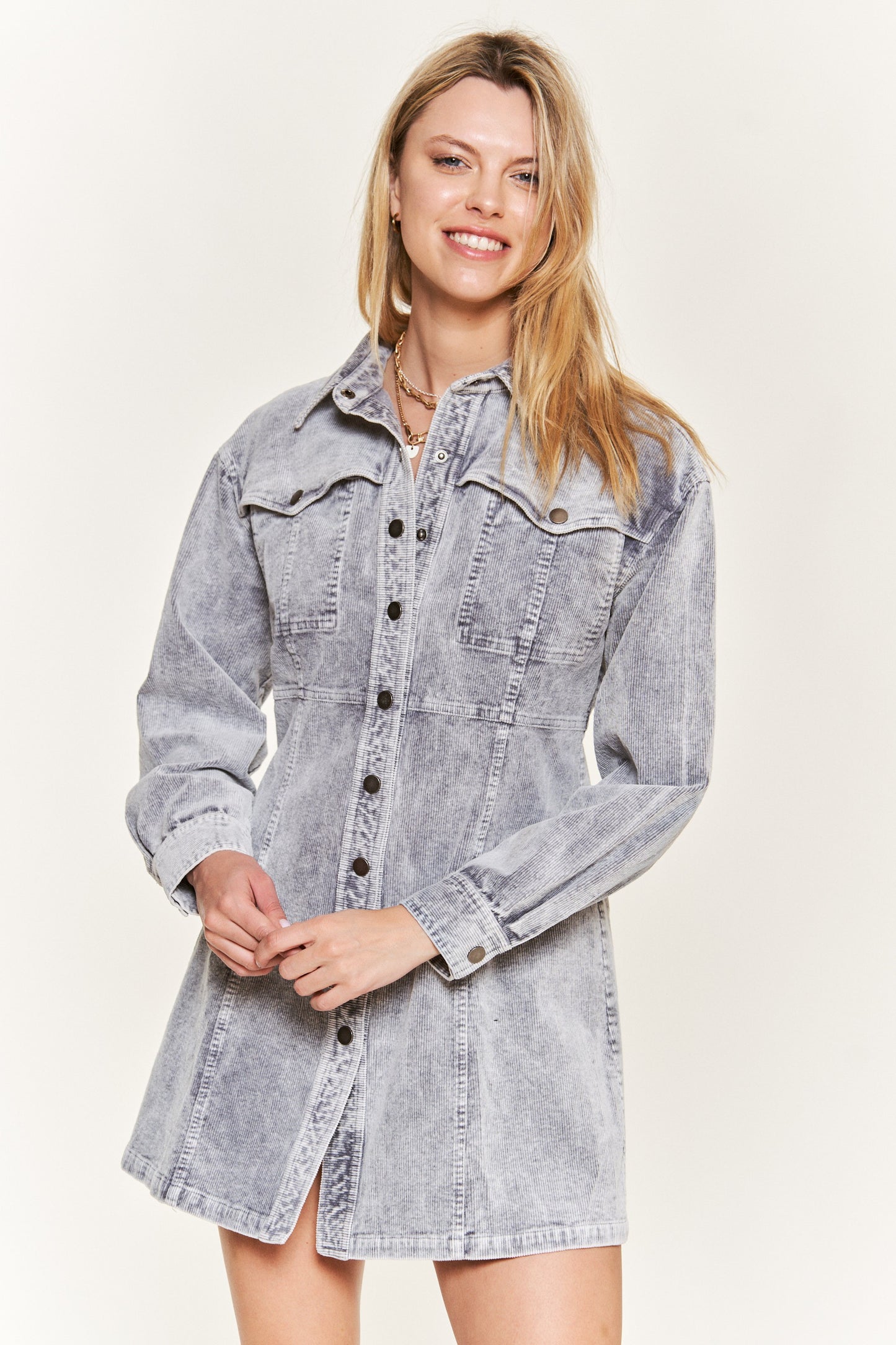 Breena Button Down Corduroy Dress