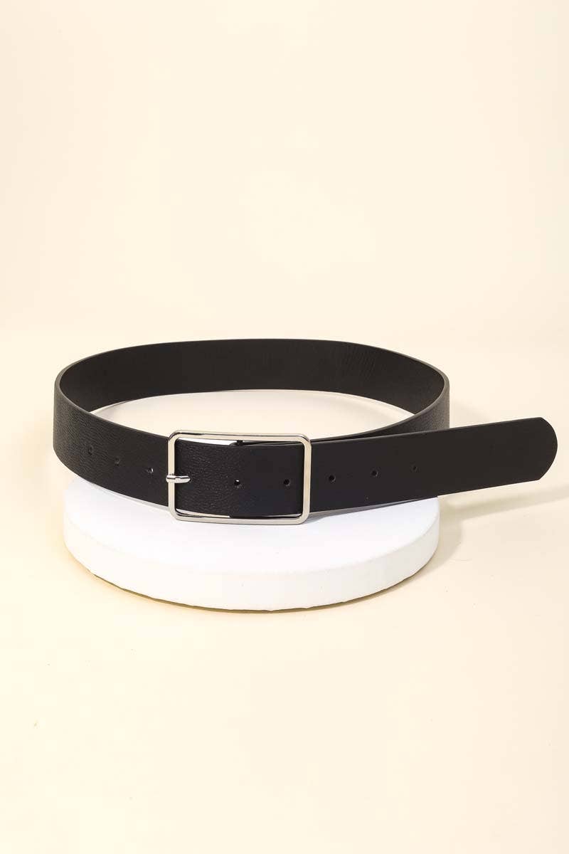 Faux Leather Rectangle Belt - Multiple Colors