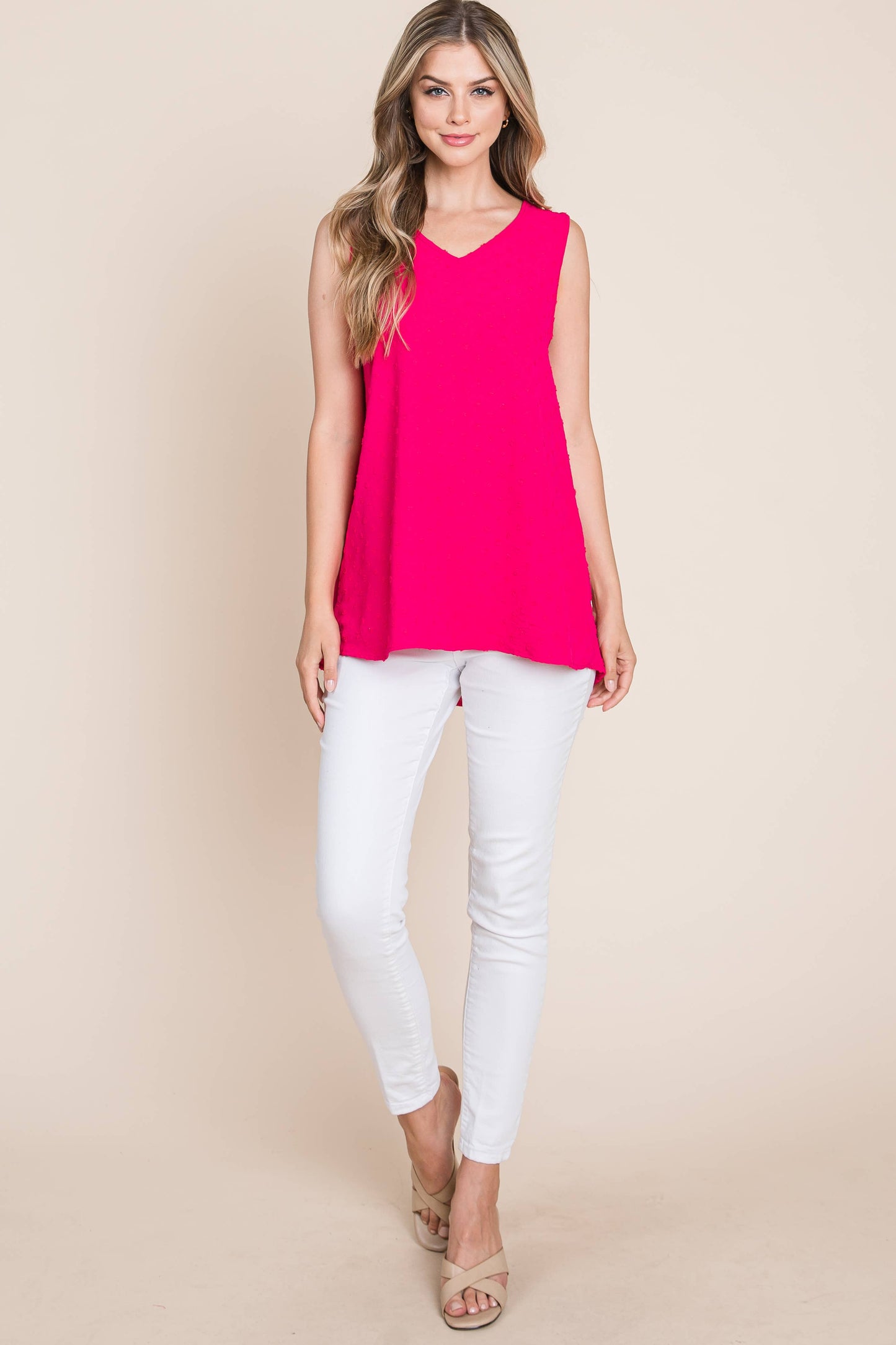 Elongated Dot Texture Tank Top S-XL
