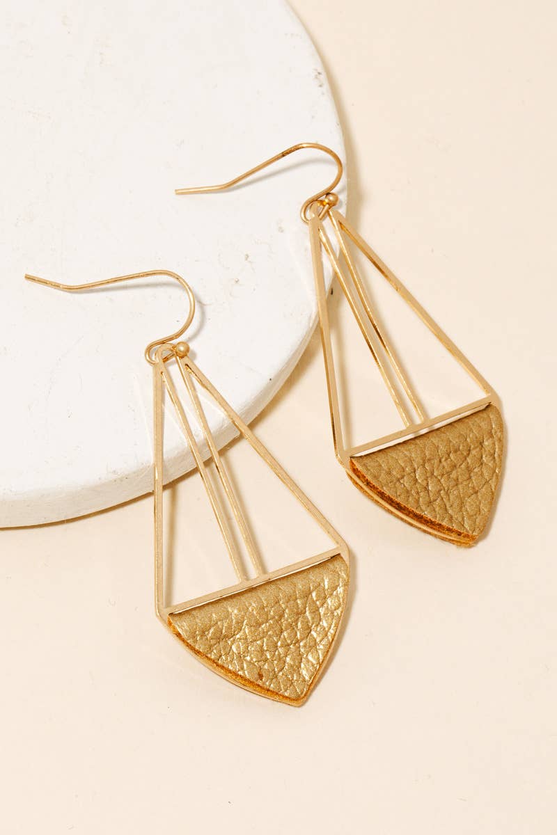 Faux Leather Triangle Tear Dangle Earrings