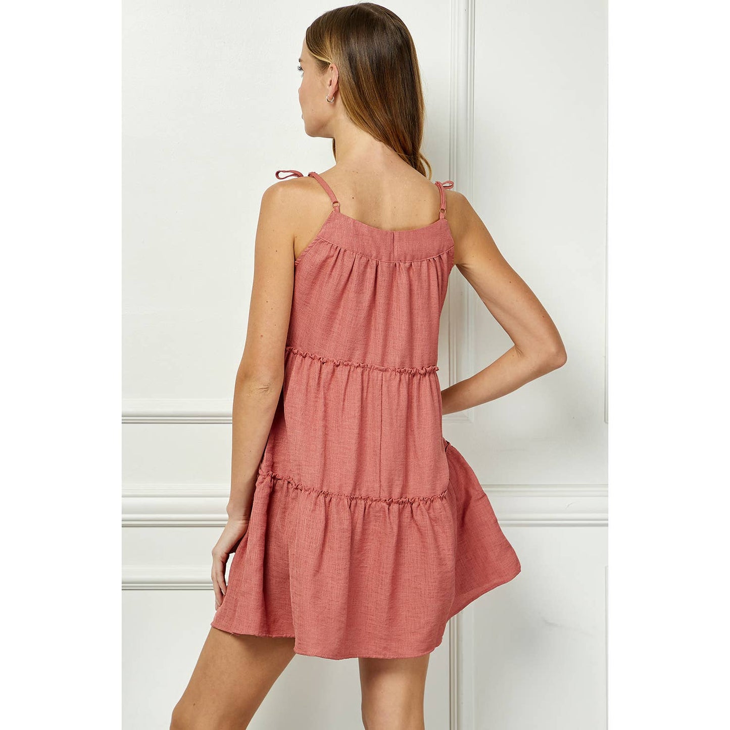 Tiered Mini Dress With Ties S-XL