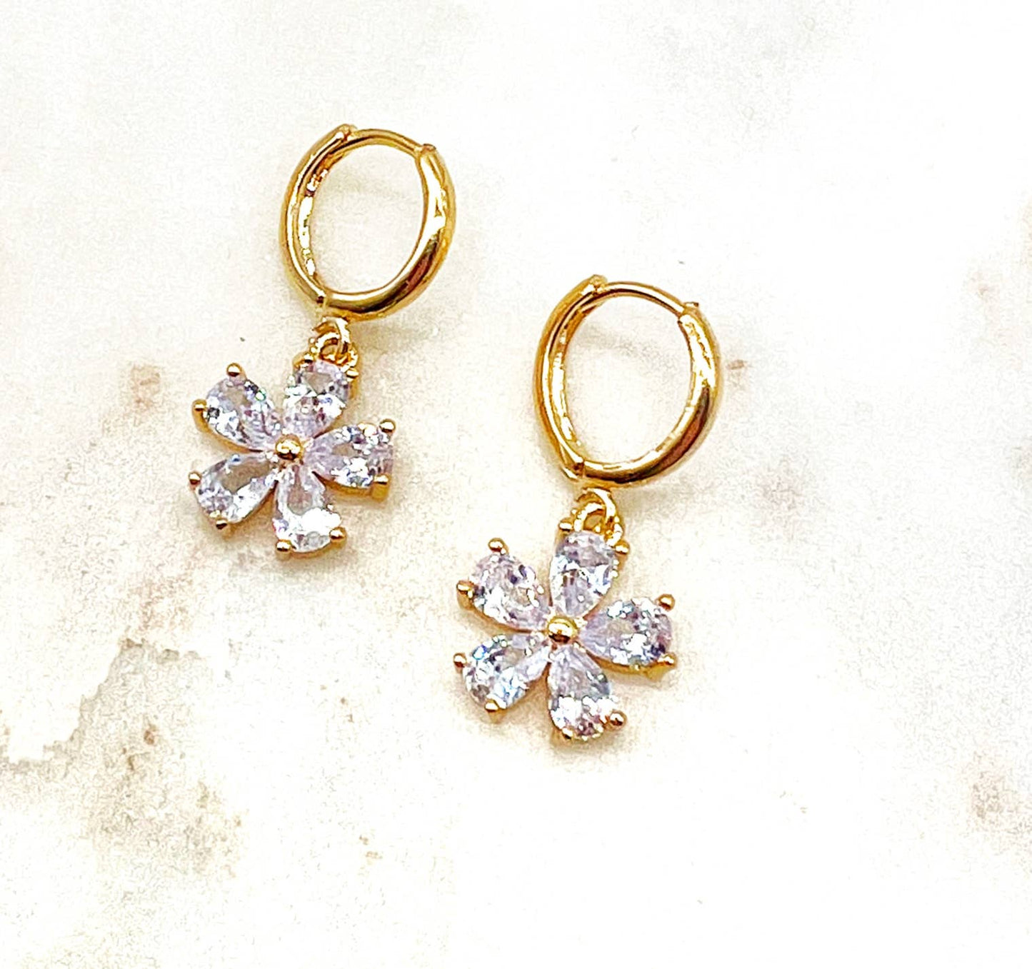 Flower Huggie Hoop Earrings