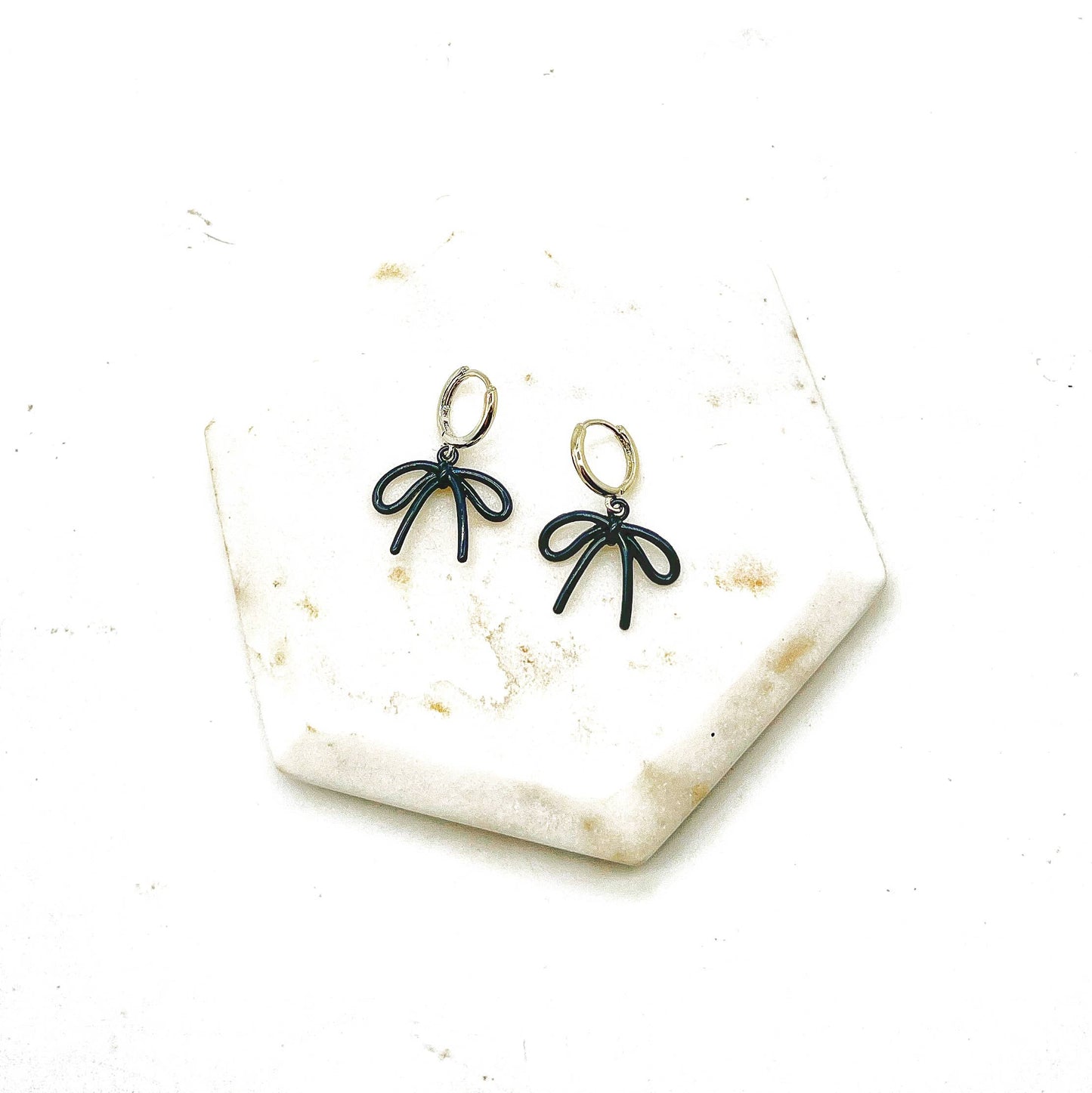 Black Bow Loopy Coquette Earrings