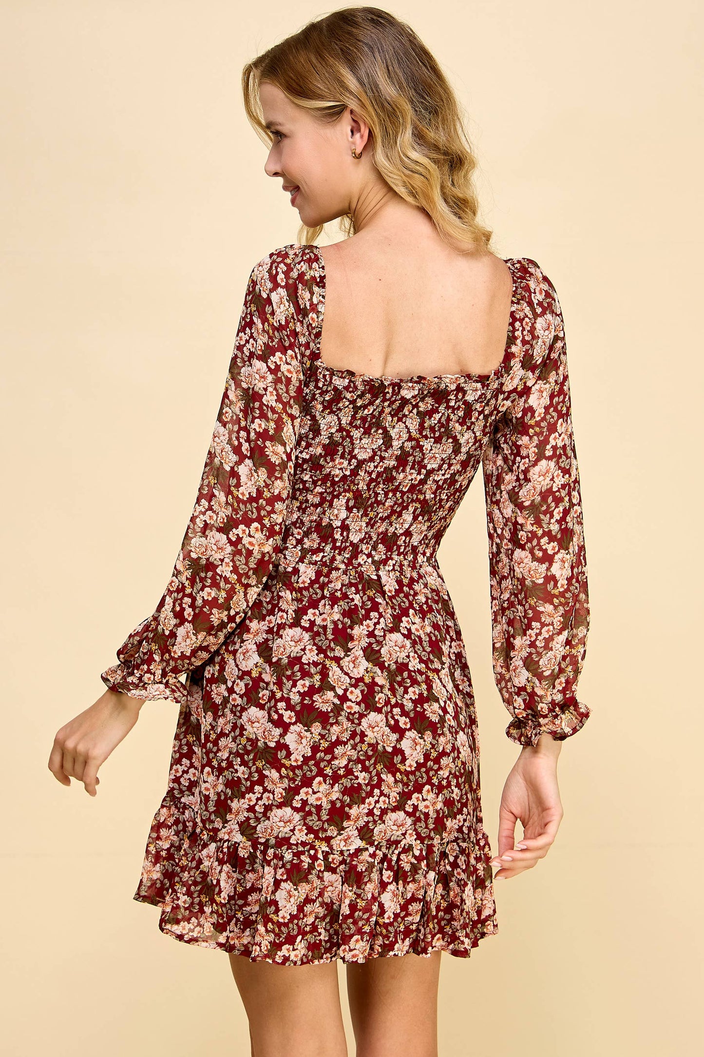 Monaco Long Sleeve Floral Dress S-XL