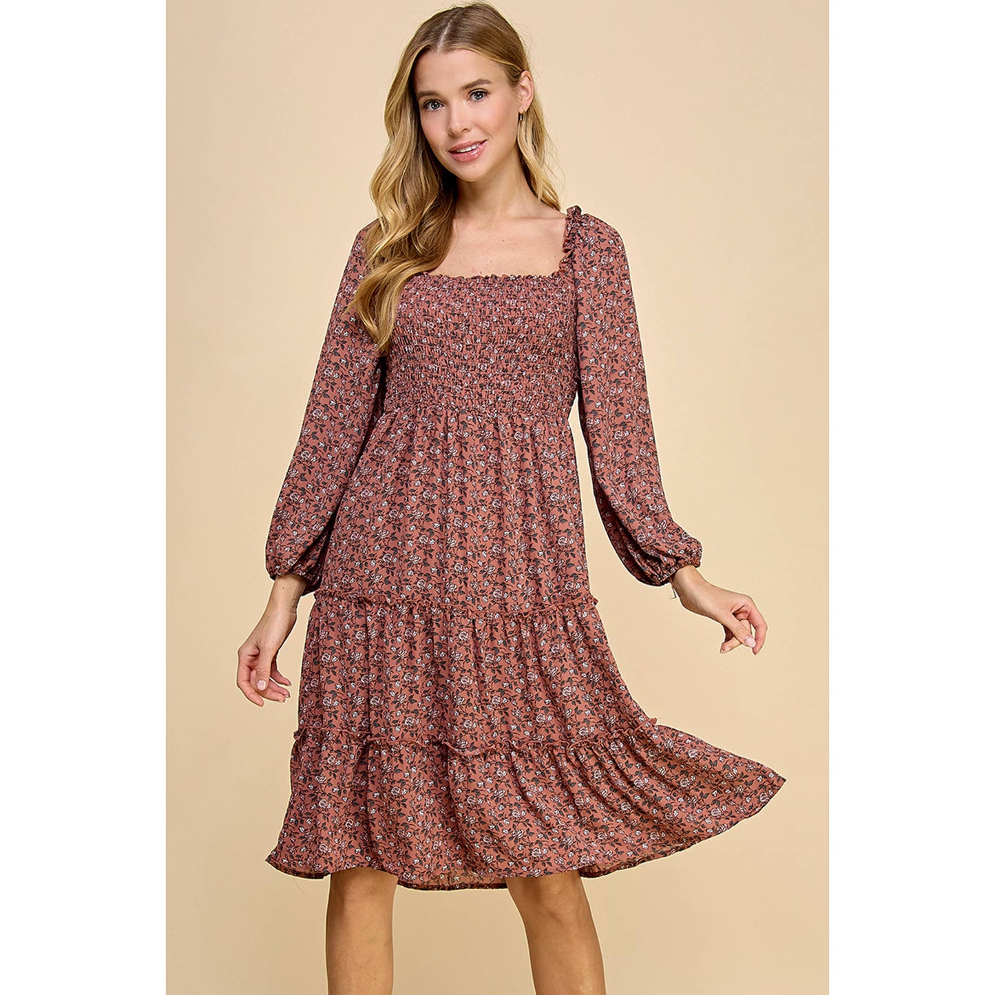 Ireland Tiered Dress W/Smocking S-XL
