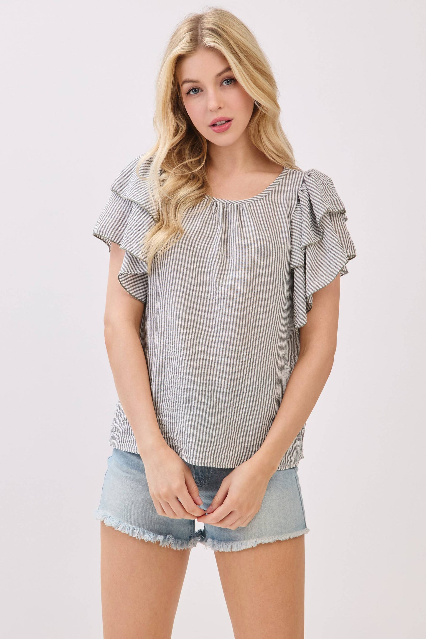 Delcy Ruffle Sleeve Blouse S-XL