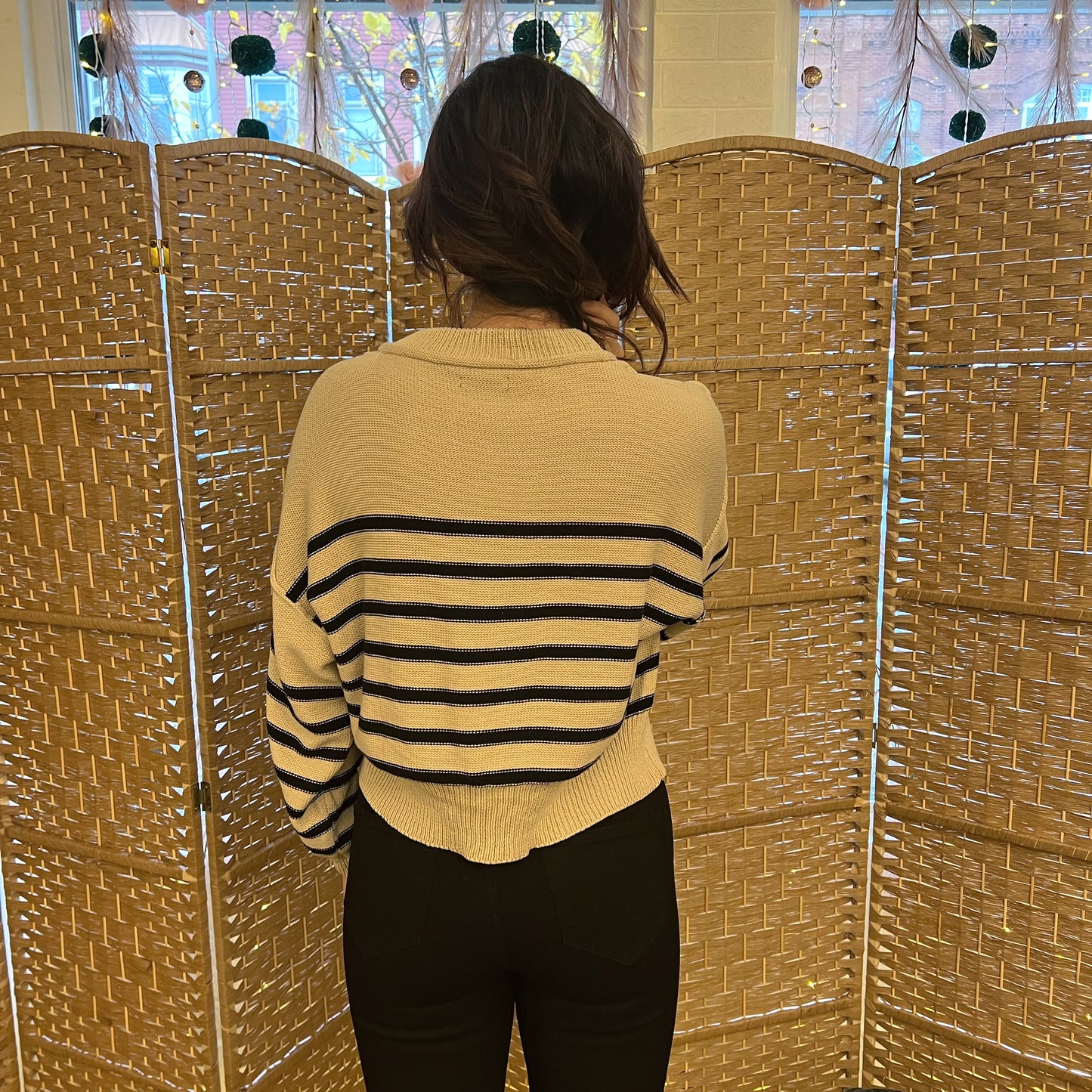 Oversized Striped Knit Pullover